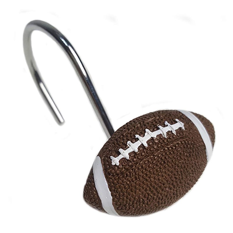 Faitove Football Shower Curtain Hooks Boys Sports Bathroom Rod Decorative Rings - Set of 12 - Image 2